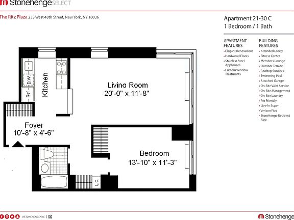 2nd image of 235 W 48th St APT 22C