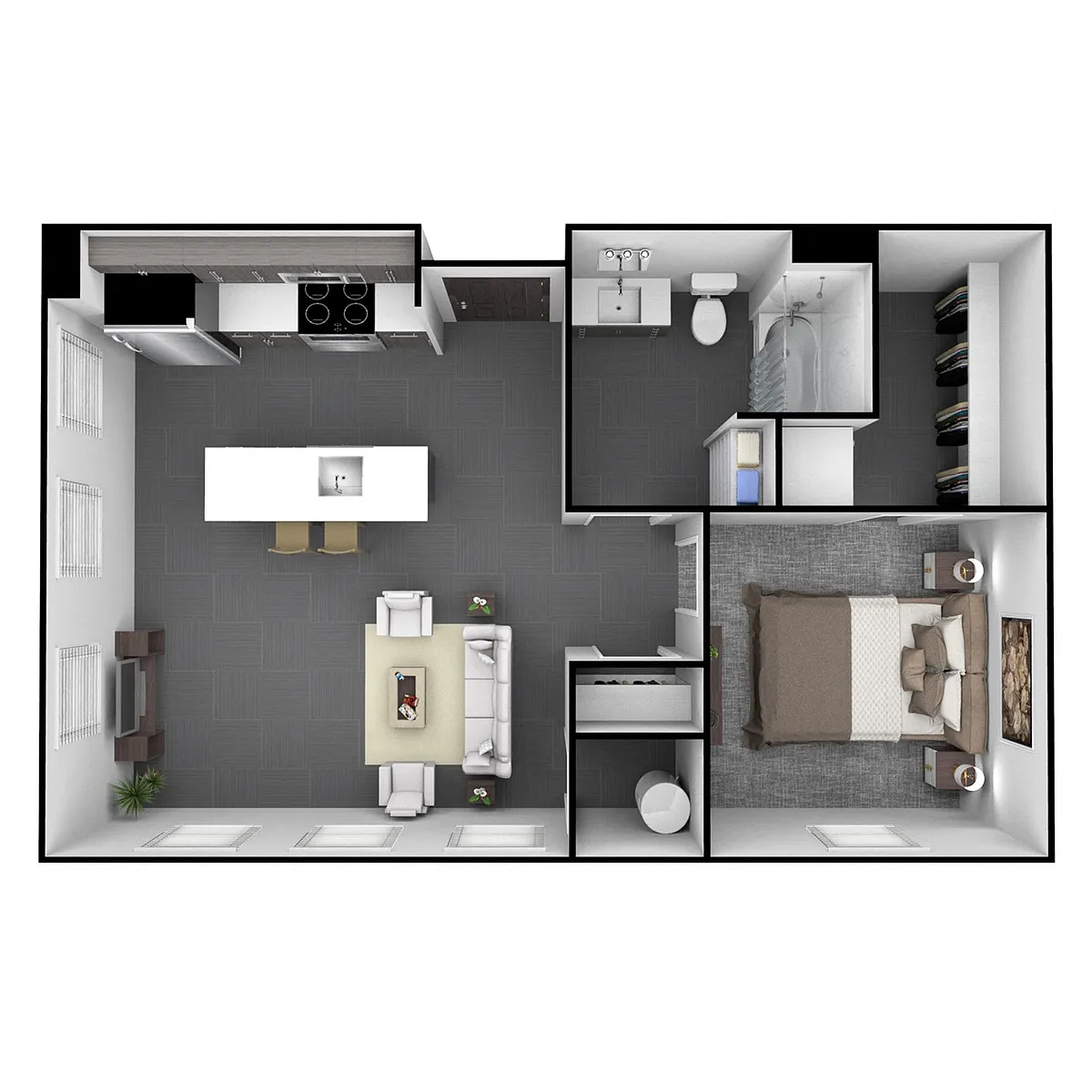 Floor plan 1 Bedroom, 1 Bathroom 749 SF