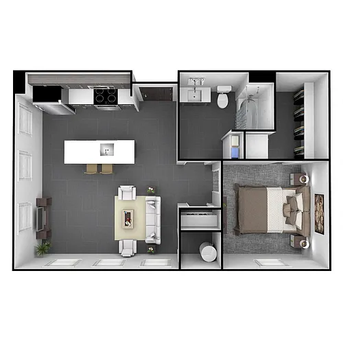 Floor plan 1 Bedroom, 1 Bathroom 749 SF