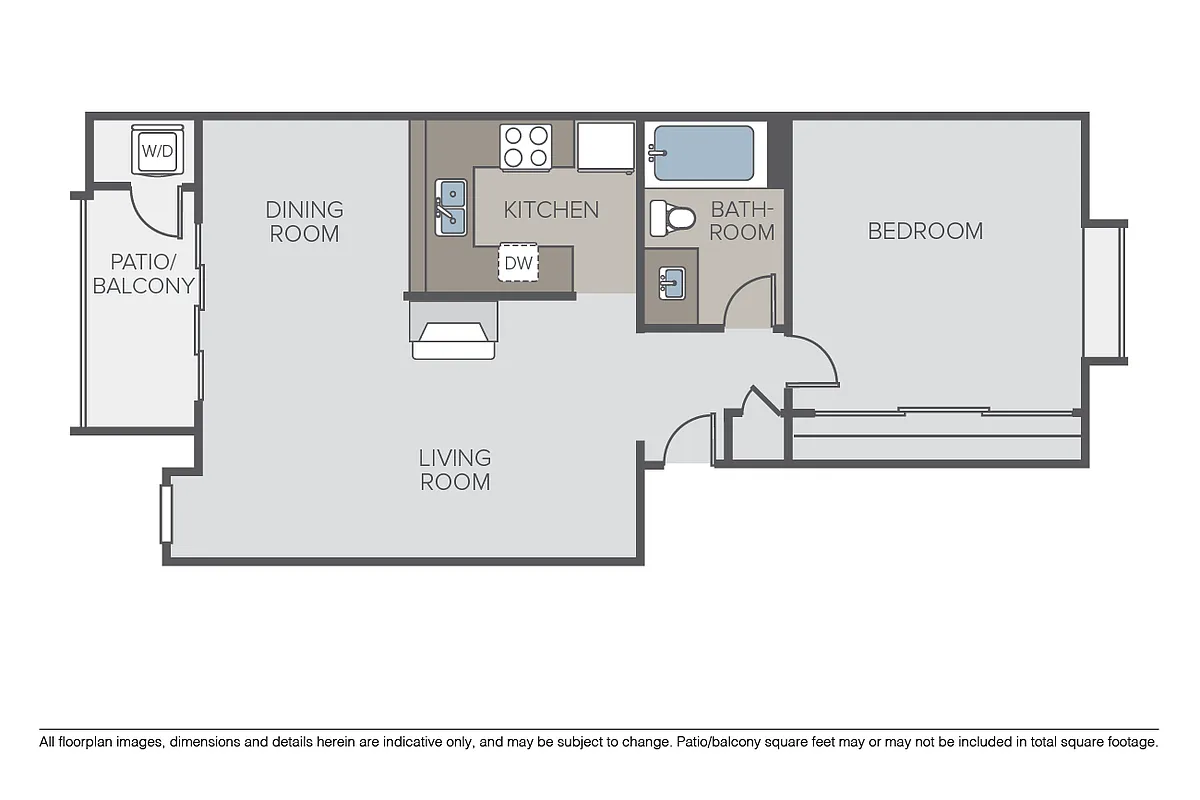 Floor plan 1 Bed 1 Bath (AL)