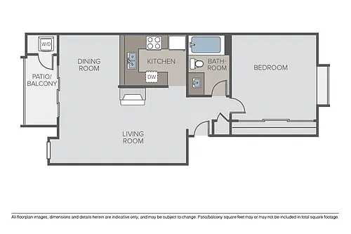 Floor plan 1 Bed 1 Bath (A)