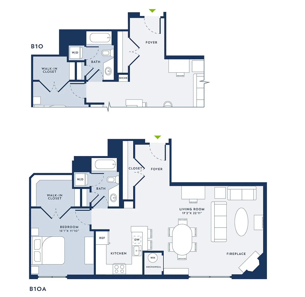 Floor plan 1 Bed/1 Bath-Deluxe-B10A