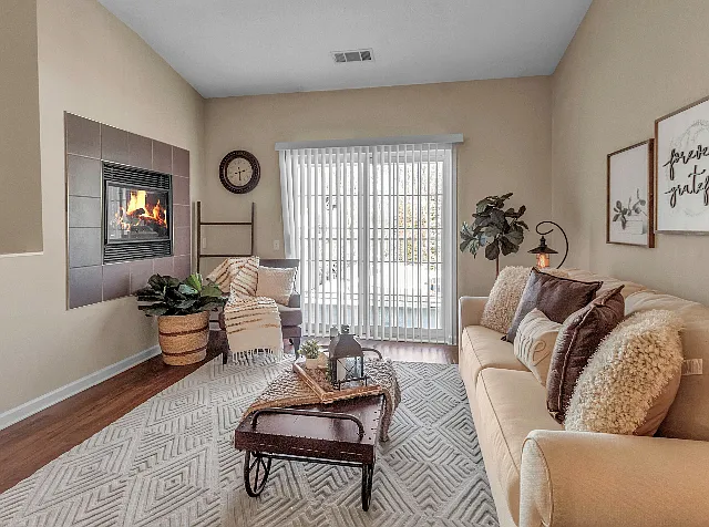 Living Room with Cozy Fireplace