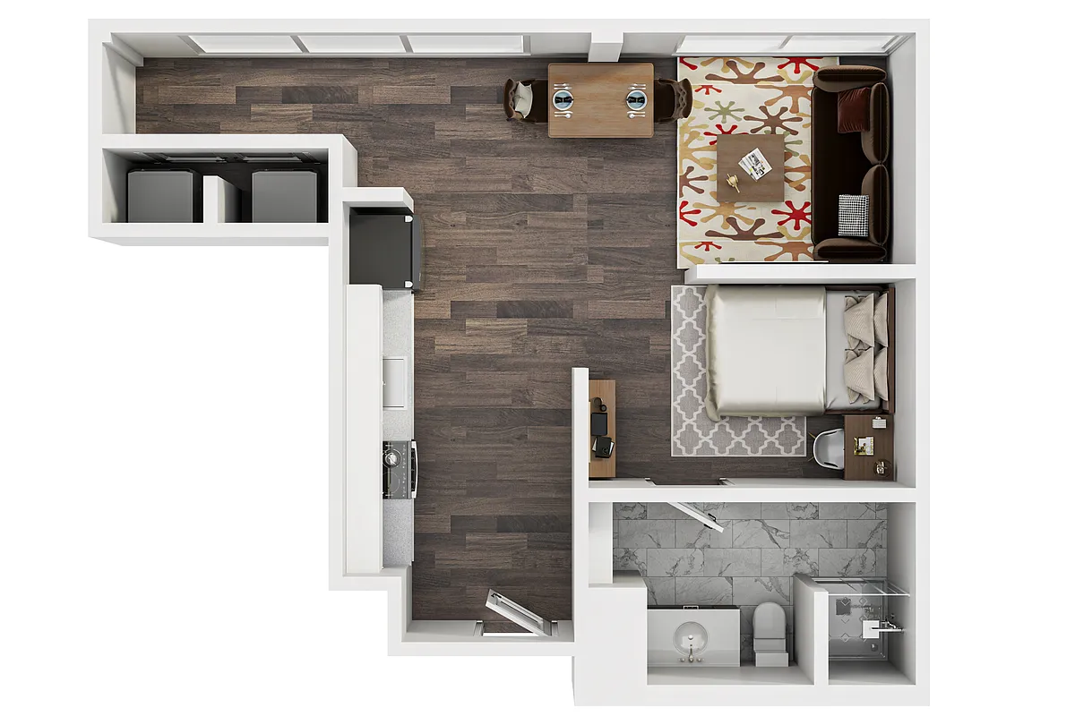 Floor plan The U 1BR 1BA The Terrazo