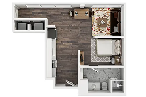 Floor plan The U 1BR 1BA The Terrazo