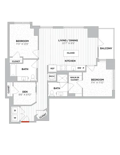 Floor plan 2 Bed/2 Bath Den-C09a West