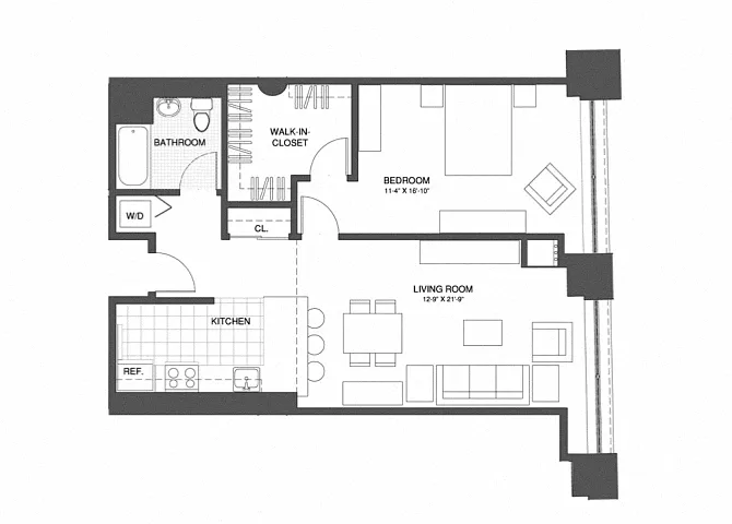 Floor plan 1 Bed/1 Bath