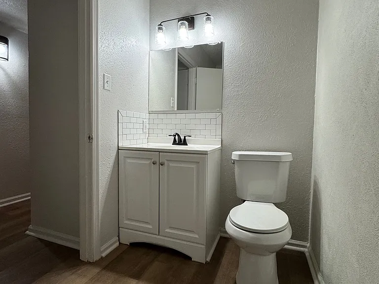 Clean, renovated bathrooms are easy to maintain.