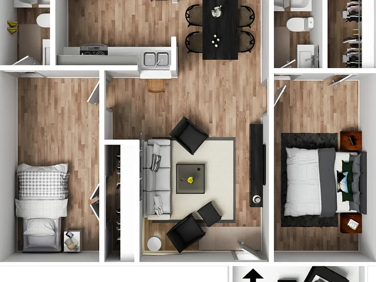 2 Bedroom 2 Bathroom Floorplan 2 Bedroom 2 Bathroom Floorplan