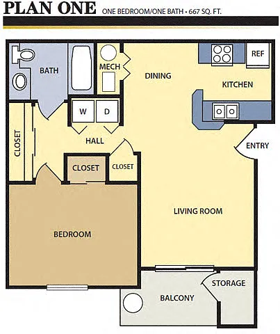 Floor plan One Bedroom/One Bath
