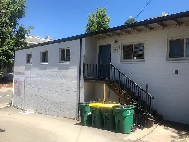 Access to apartment through stairway.