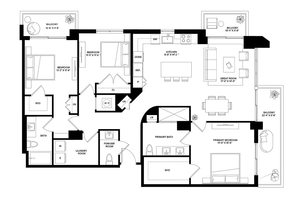 Floor plan 3 Bed/2.5 Bath-C2