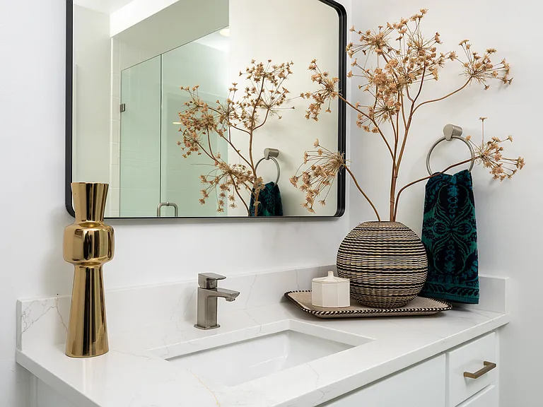 Contemporary brushed nickel bathroom fixtures