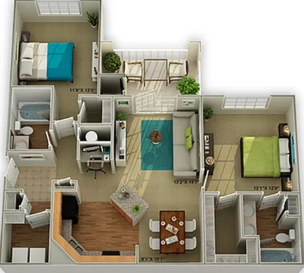 The Brookstone Two Bedroom Floor Plan The Brookstone Two Bedroom Floor Plan