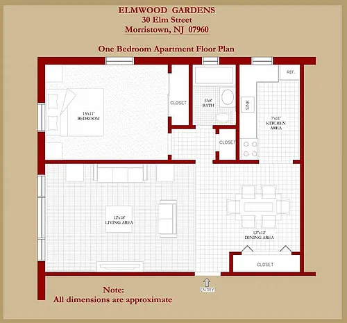 Floor plan 1 Bed 1 bath