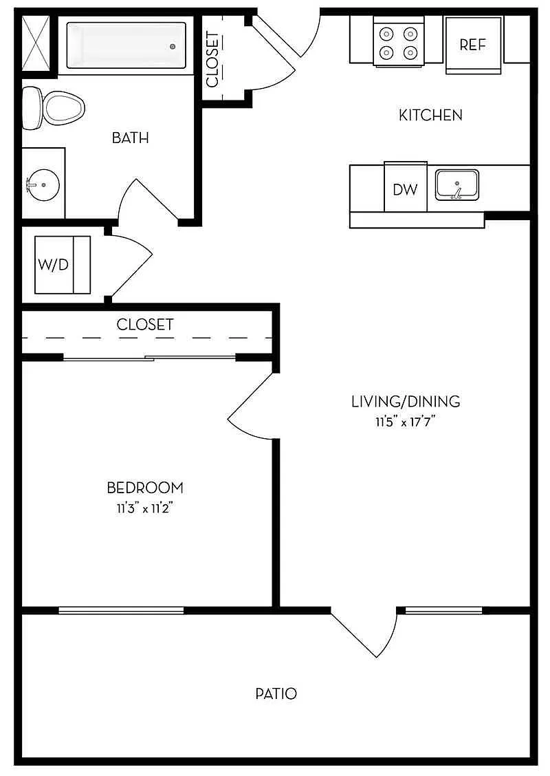 Floor plan 1BR/1BA Flat