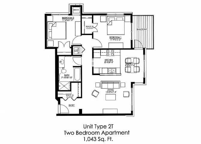 Floor plan Two Bedroom T
