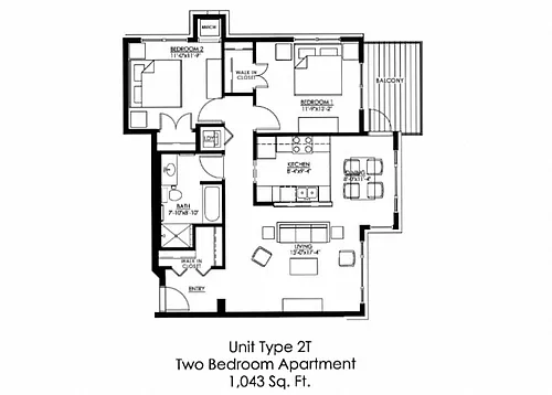 Floor plan Two Bedroom T