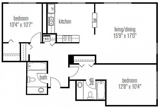 Floor plan Two Bedroom Two Bathroom