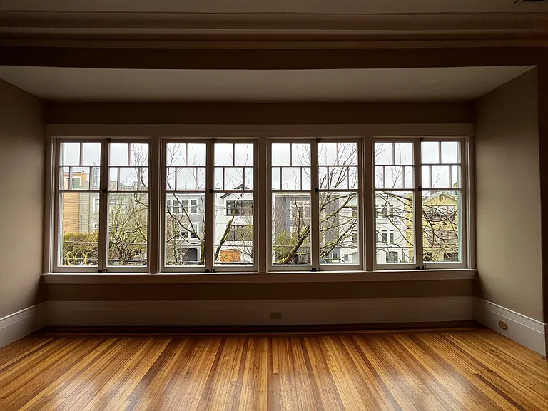 Original casement windows and mahogany floor