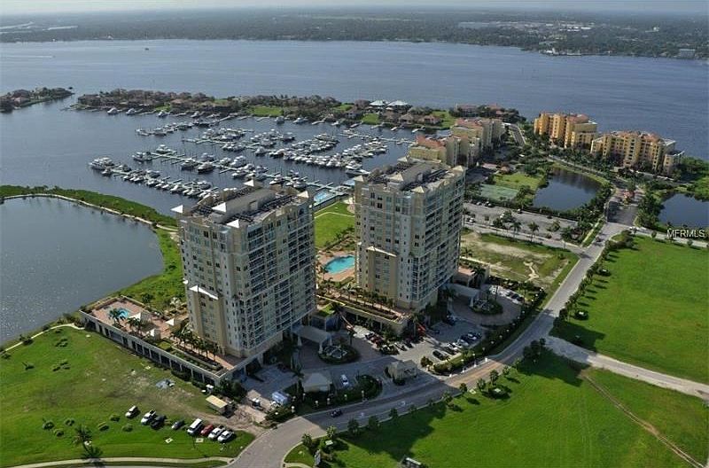 The two Bel Mare Towers. This view is looking southeast. 1101 is on the east side of the right hand building with views over the marina to the river.