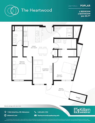 Floor plan Two Bedroom + 2 Bath