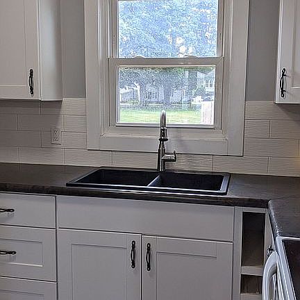 View of backyard from sink