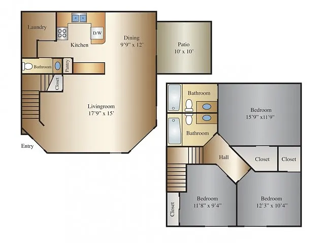 Floor plan Tembo Townhome (Elephant)