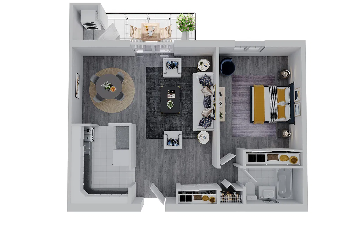 Floor plan 1 Bed 1 Bath - Terrace