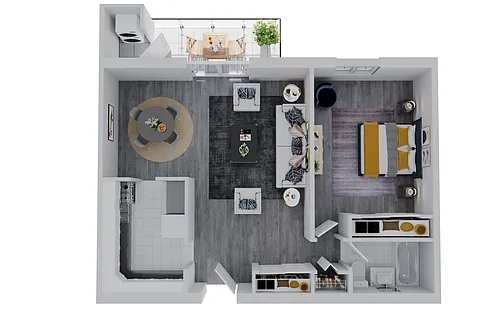 Floor plan 1 Bed 1 Bath - Terrace