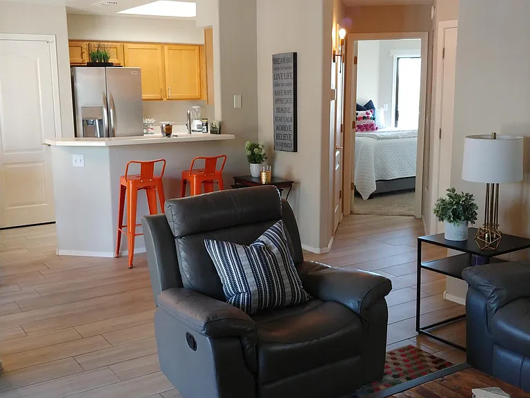 View into kitchen
