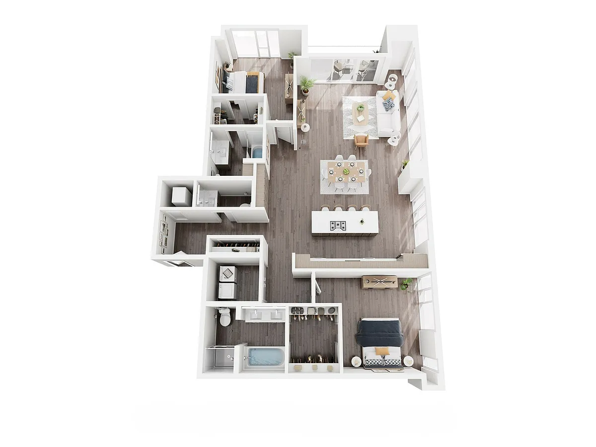 Floor plan Penthouse 2 Bed, 2.5 Bath - D