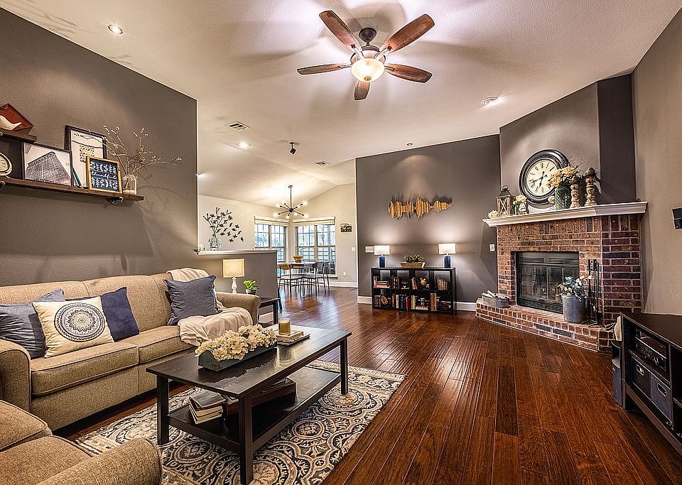 Living room into dining area
