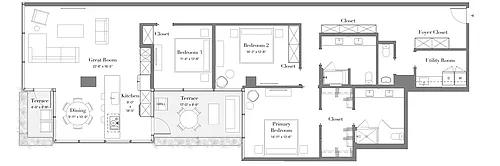 Floor plan 15 | 3B-08 | 3 Bed | 2.5 Bath