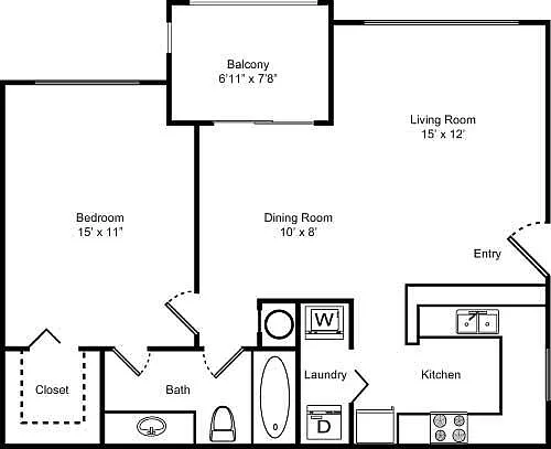 Floor plan 1 Bedroom 1 Bathroom