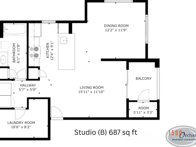Studio (B) l 687 sq ft l 1500 Orchard Studio (B) l 687 sq ft l 1500 Orchard