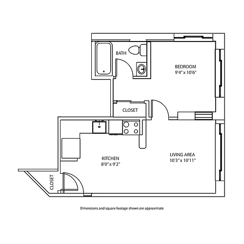 Floor plan 1 Bedroom, 1 Bath