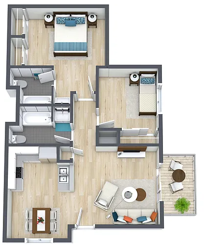 Floor plan Two Bedroom Two Bath B