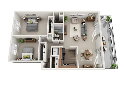 Floor plan 2 BED - 1.5 BATH