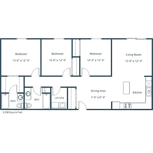 Floor plan Three Bedroom 32B