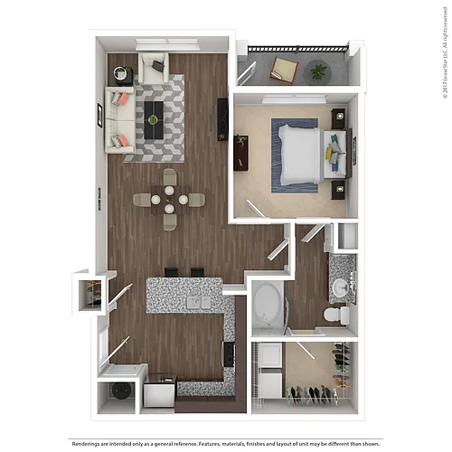 Floor plan 1 x 1 Oak