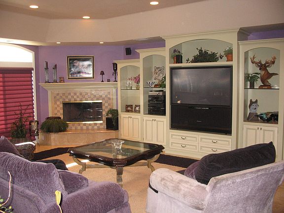 Family room with custom entertainment center