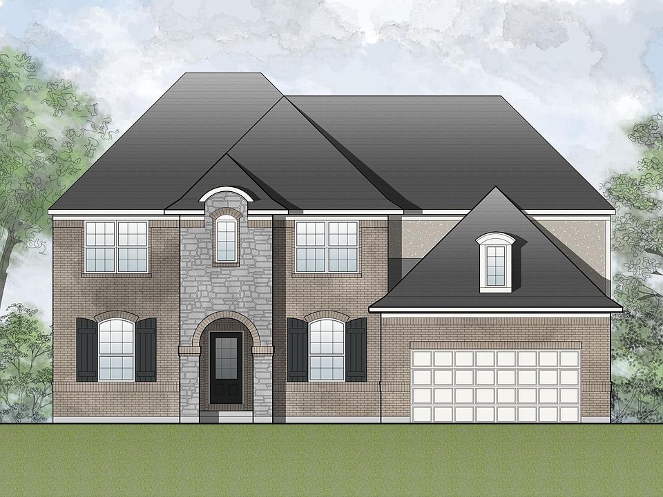 custom home with brick, stone and stucco
