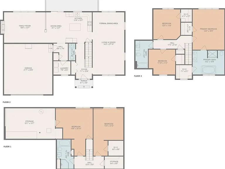 Full house floor plan (Three floors).