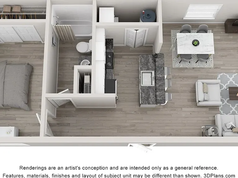 A 3D floor plan rendering of The Sabal Palm.