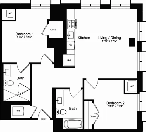 Floor plan 2 Bedroom K