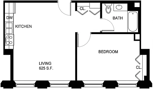 Floor plan 1 Bed/1 Bath-P A3