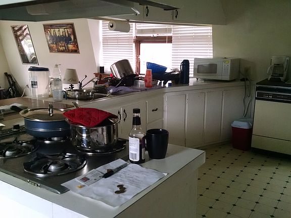 Kitchen w/ new fridge and peninsula counter