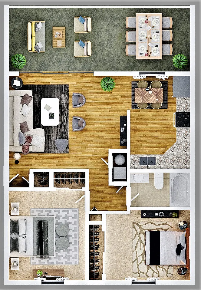 Floor plan Two Bedroom One Bath