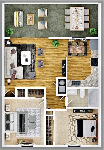 Floor plan Two Bedroom One Bath